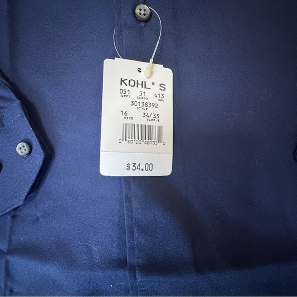 Croft & Barrow Crèpe Dress Shirt | Navy Blue | Size 16 34/35 | NWT - Picture 6 of 7